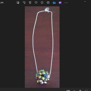 Chicago Boutique Purple Iridescent Mirror Ball Necklace 9 Inches